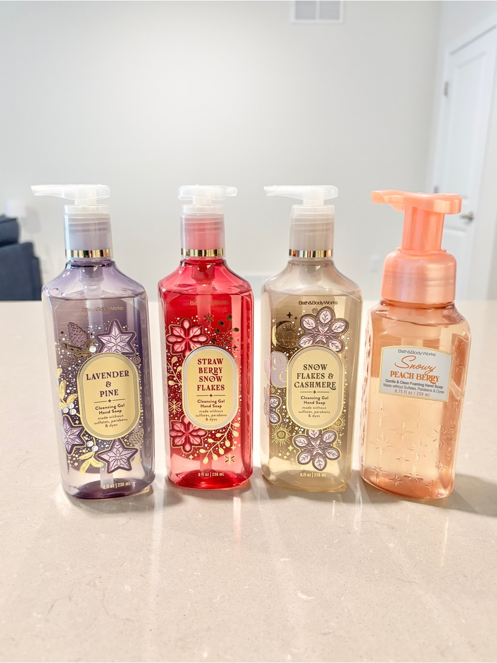 Bath & Body Works Winter Hand Soap Lot of 4 Lavender Snow Cashmere Berry